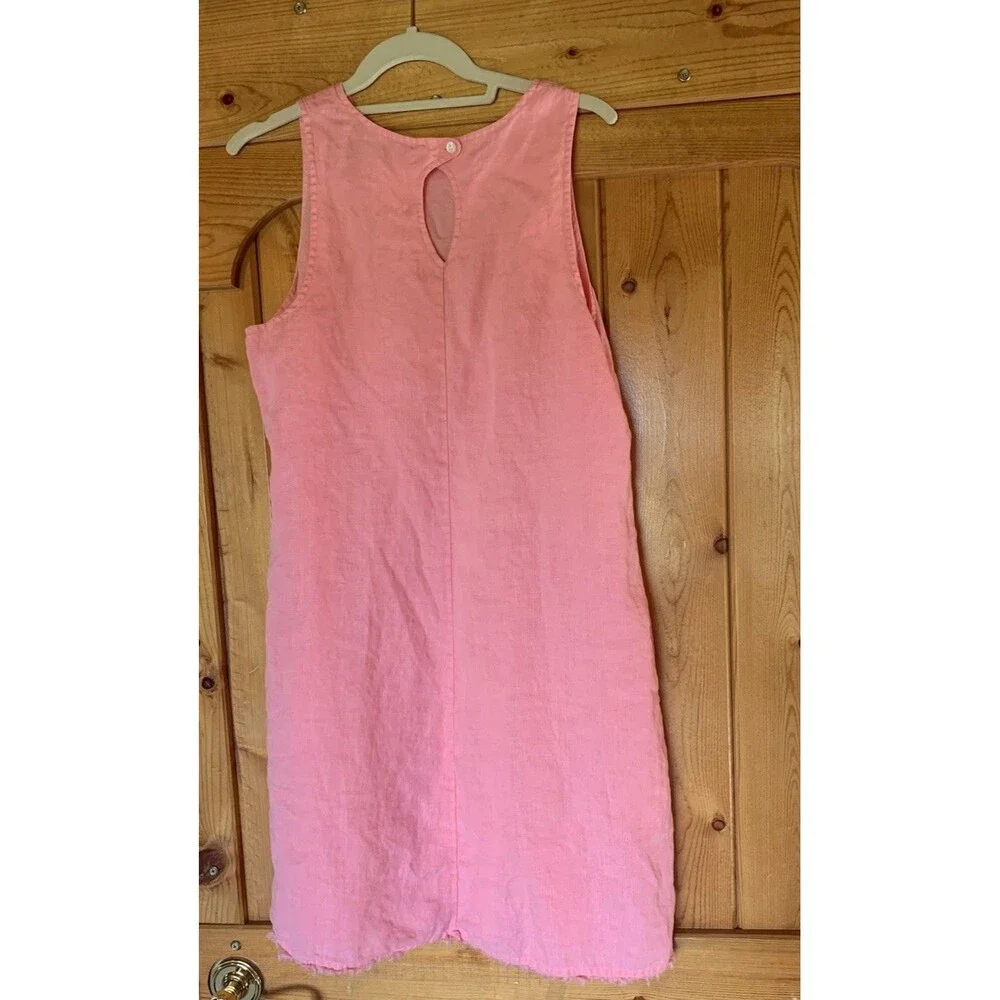 Tommy Bahama Womens 100% Linen Pink Sleeveless Pockets Short Mini Dress Large - Picture 2 of 10
